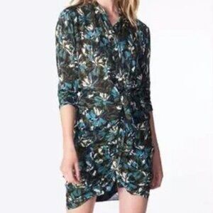 Veronica Beard Georgina Dress Silk Floral Button-Front Tie Waist Size 8